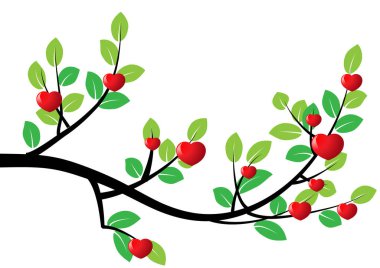 aşk ağacı arkaplanı kalpler ve kopyalama alanı, vektör illüstrasyonu 