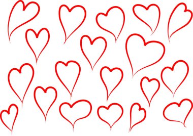 Güzel dekoratif kalp koleksiyonu, aşk konsepti 