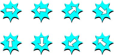 Beyaz arkaplanda düz ok simgeleri kümesi, vektör illüstrasyonu  