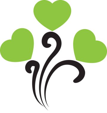 Beyaz arka planda izole edilmiş kalpleri olan renkli romantik bir logo., 