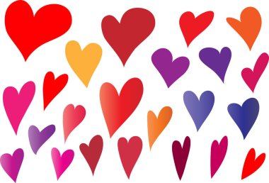 Güzel dekoratif kalp koleksiyonu, aşk konsepti 