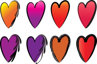 Güzel dekoratif kalp koleksiyonu, aşk konsepti 