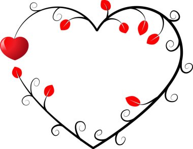 Beyaz arka planda izole edilmiş dallardan alınmış renkli düz kalp logosu, 