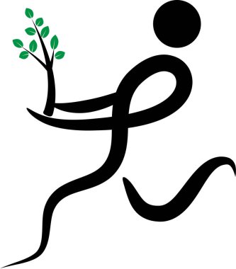 İnsan vücudunun kalp yapraklı ağacı tutarken çizilen fırça darbeleri, aşk konsepti 