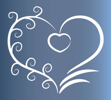 Beyaz arkaplanda ağaç dalları olan renkli düz kalp logosu, 