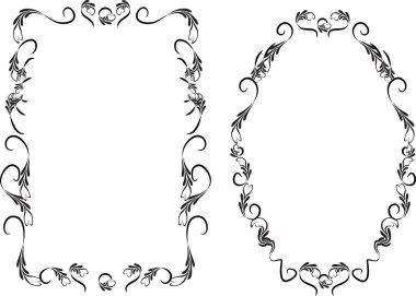 Beyaz arkaplan, vektör, illüstrasyon üzerinde izole çiçek çerçeveleri seti 