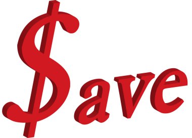 Beyaz arkaplanda kırmızı para kaydet etiketinin vektör illüstrasyonu