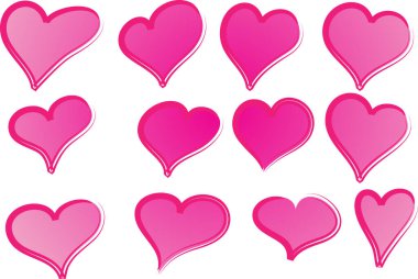 Güzel dekoratif kalp koleksiyonu, aşk konsepti 