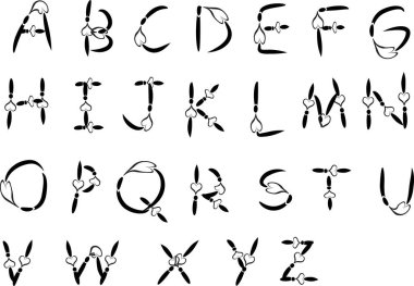 beyaz arkaplan, vektör, illüstrasyon üzerinde izole edilmiş çizgi film dekoratif alfabesi