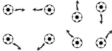 beyaz arkaplanda izole edilmiş toplar ve oklar, vektör illüstrasyonu