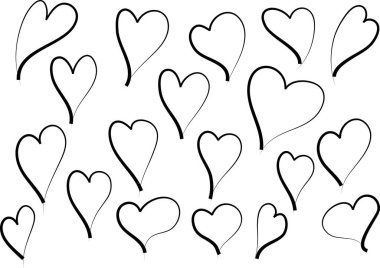 Güzel dekoratif kalp koleksiyonu, aşk konsepti 