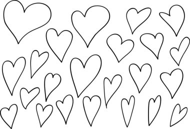 Güzel dekoratif kalp koleksiyonu, aşk konsepti 