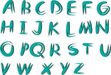 beyaz arkaplan, vektör, illüstrasyon üzerinde izole edilmiş çizgi film dekoratif alfabesi