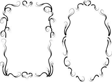 Beyaz arkaplan, vektör, illüstrasyon üzerinde izole çiçek çerçeveleri seti 