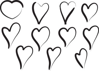 Güzel dekoratif kalp koleksiyonu, aşk konsepti 