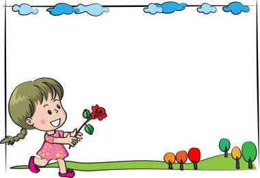 Bir kız ve çiçekli bir erkek çocuğu.