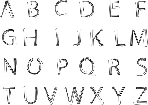 Dessin Animé Décoratif Alphabet Anglais Isolé Sur Fond Blanc Vecteur — Image vectorielle