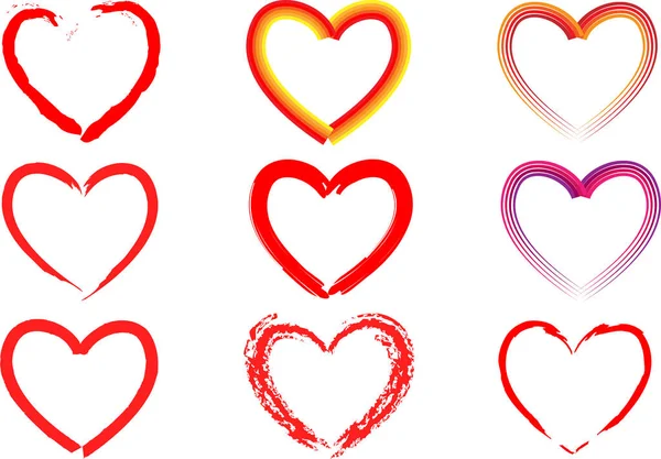 Collection Beautiful Decorative Hearts Love Concept — Stock Vector