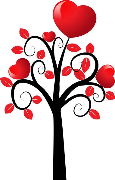 Drzewo Miłości Sercami Przestrzeń Kopiowania Ilustracja Wektor — Wektor stockowy