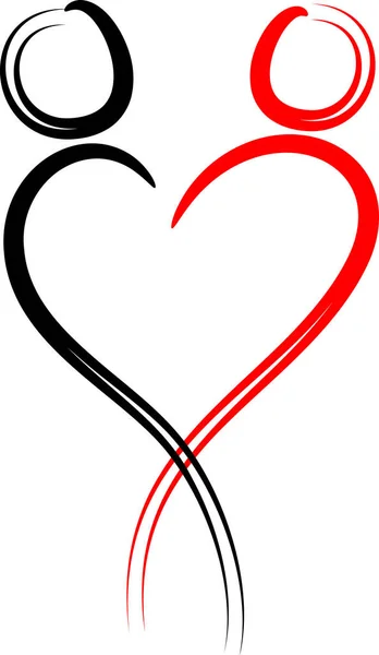 Tecknad Tecken Med Hjärta Logotyp Isolerad Vit Bakgrund — Stock vektor
