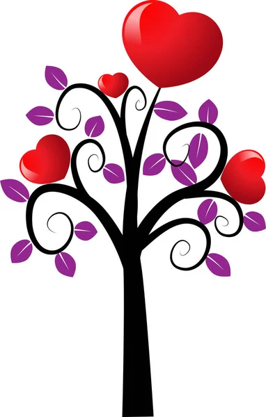 Love Tree Hearts Copy Space Vector Illustration — Stock Vector