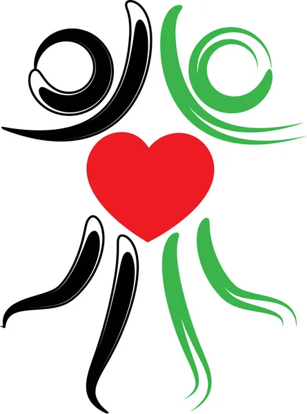 Personajes Dibujos Animados Con Logotipo Del Corazón Aislado Sobre Fondo — Archivo Imágenes Vectoriales