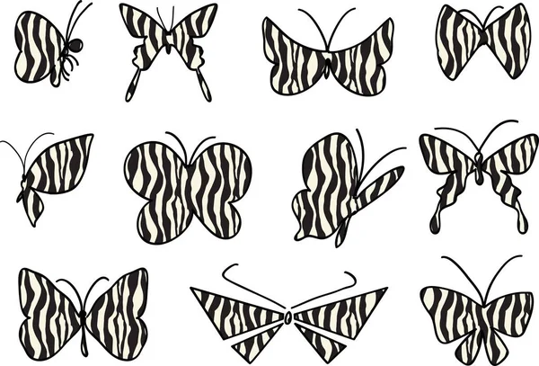 Disegno Del Fumetto Bella Farfalla Isolata Sfondo Bianco Vettore Illustrazione — Vettoriale Stock