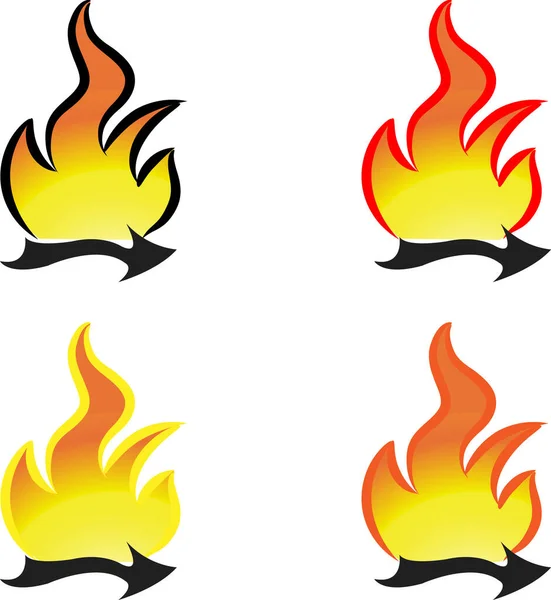 Conjunto Coloridos Iconos Fuego Plano Con Flechas Aisladas Sobre Fondo — Vector de stock