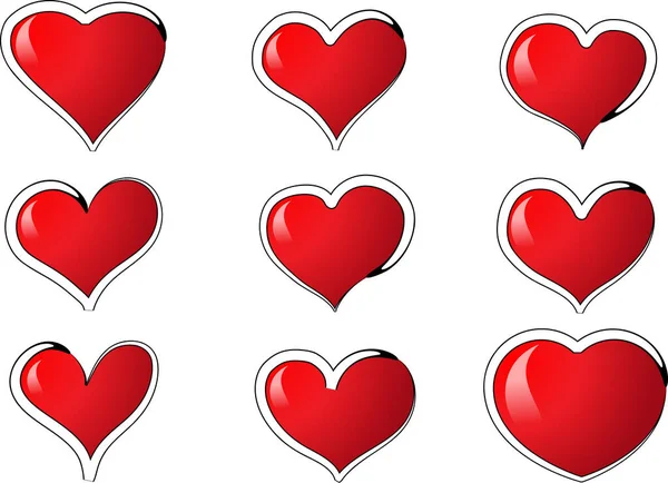Συλλογή Από Όμορφες Διακοσμητικές Καρδιές Αγάπη Έννοια — Διανυσματικό Αρχείο