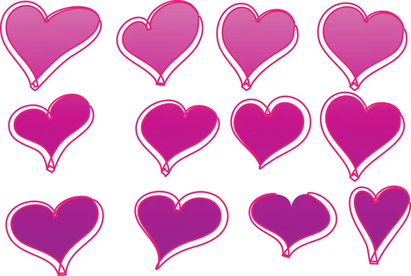 Colección Hermosos Corazones Decorativos Concepto Amor — Vector de stock