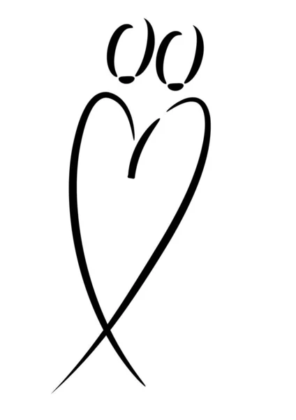 心の形をした人間の体に描かれた筆致 — ストックベクタ