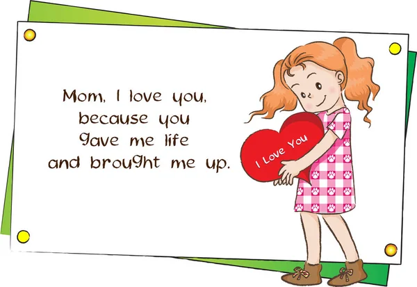 Słodka Kartka Życzeniami Dla Matki Szczęśliwego Dnia Matki Ilustracja Wektora — Wektor stockowy