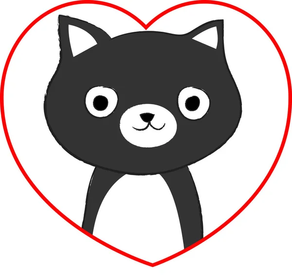 Desenho Animado Bonito Pequeno Gato Com Coração Isolado Fundo Branco — Vetor de Stock