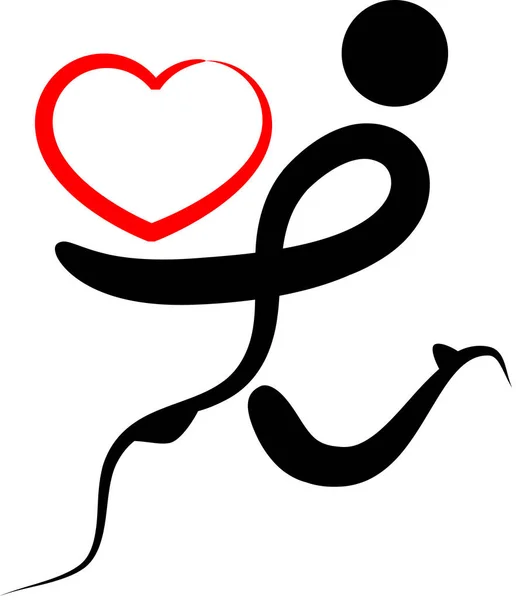 Tahy Štětcem Ručně Kreslené Lidské Tělo Srdcem Koncept Lásky — Stockový vektor