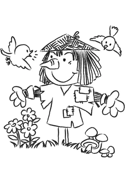 Korkuluk çocuk çizimi, vektör