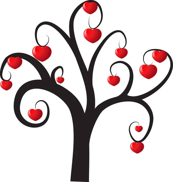 具有白色背景的心脏隔离的树枝 爱的概念 — 图库矢量图片
