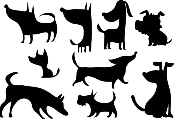 Набір Милих Собак Ізольовані Білому Тлі — стоковий вектор