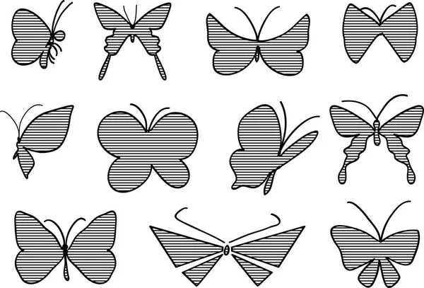 Dessin Animé Beau Papillon Isolé Sur Fond Blanc Vecteur Illustration — Image vectorielle