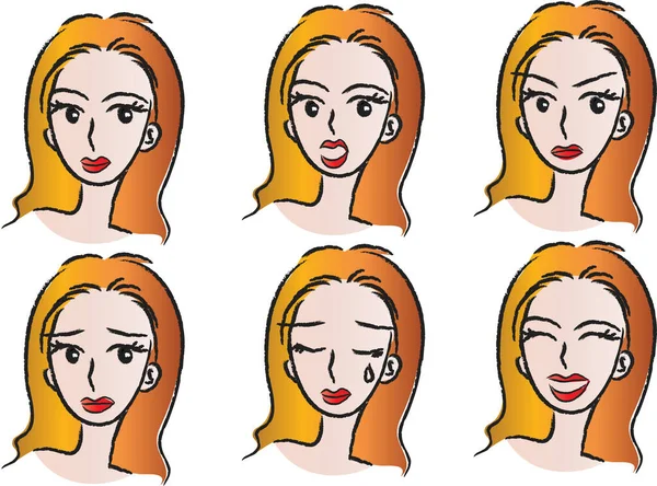 Set Cartoon Beautiful Girls Hairstyles Isolated White Background Vector Illustration — Stock Vector