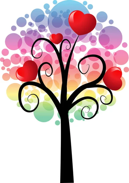 Love Tree Hearts Copy Space Vector Illustration — Stock Vector