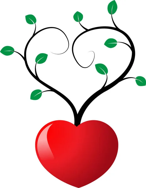 Logo Corazón Plano Colorido Con Ramas Árbol Aisladas Sobre Fondo — Archivo Imágenes Vectoriales