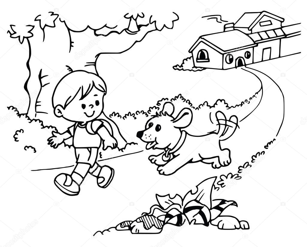 vector illustration with cartoon dog