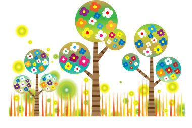 uzun ağaçlar çiziyor