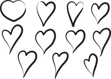 Güzel dekoratif kalp koleksiyonu, aşk konsepti 