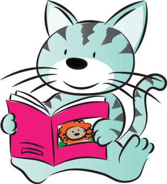 Beyaz arka planda şirin kediler çizgi film vektör çizimi, romantik konsept 