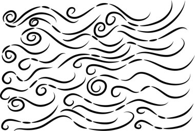 Beyaz arkaplanda izole edilmiş deniz dalgaları kümesi