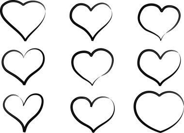 Güzel dekoratif kalp koleksiyonu, aşk konsepti 