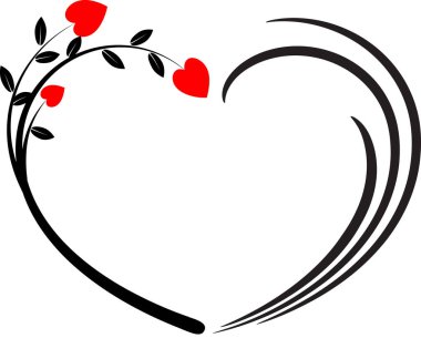 Beyaz arkaplanda ağaç dalları olan renkli düz kalp logosu, 