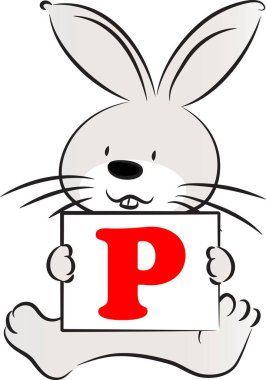 Hayvanlı P harfini çizen renk vektörü