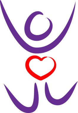 İnsan vücudunun kalp ve aşk konseptiyle çizilmiş fırça darbeleri. 